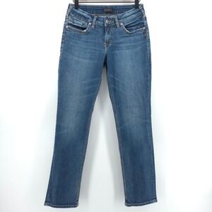 Silver Jeans Co Womens Jeans Suki Straight W28 L30 Blue Mid Rise Denim